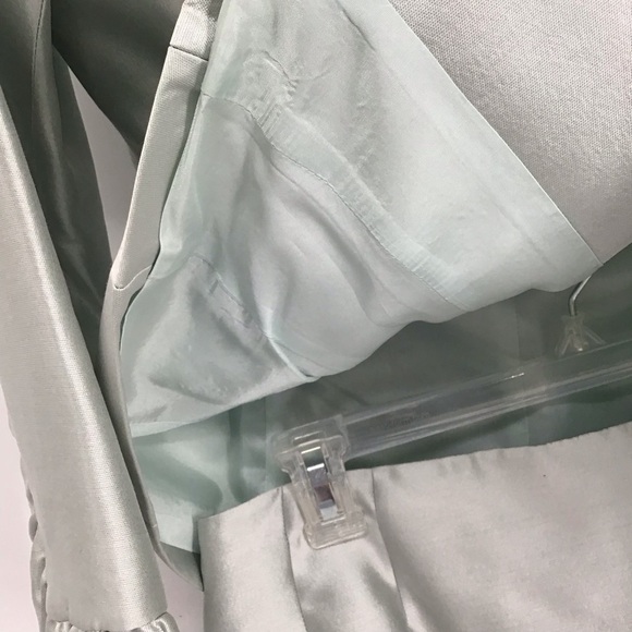 Teri Jon By Rickie Freeman Ruffle Collar Sleeve Silk & Wool 2 Piece Suit Size 10 - Picture 12 of 14